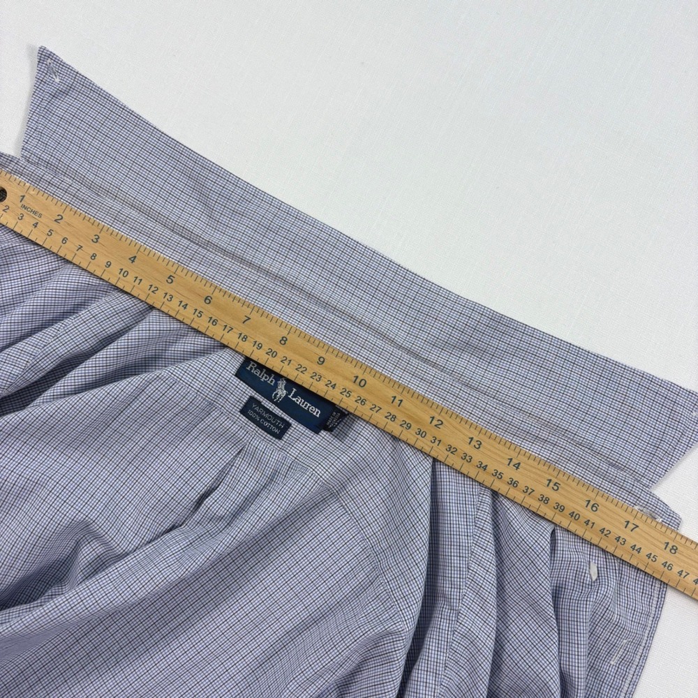 Ralph Lauren Yarmouth Mens 18 36/37 Blue White Micro Check Cotton Shirt Long Slv - Picture 5 of 14